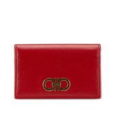 サルヴァトーレフェラガモ サルバトーレ カードケース 名刺入れ レッド ゴールド レザー レディース Salvatore Ferragamo 【中古】